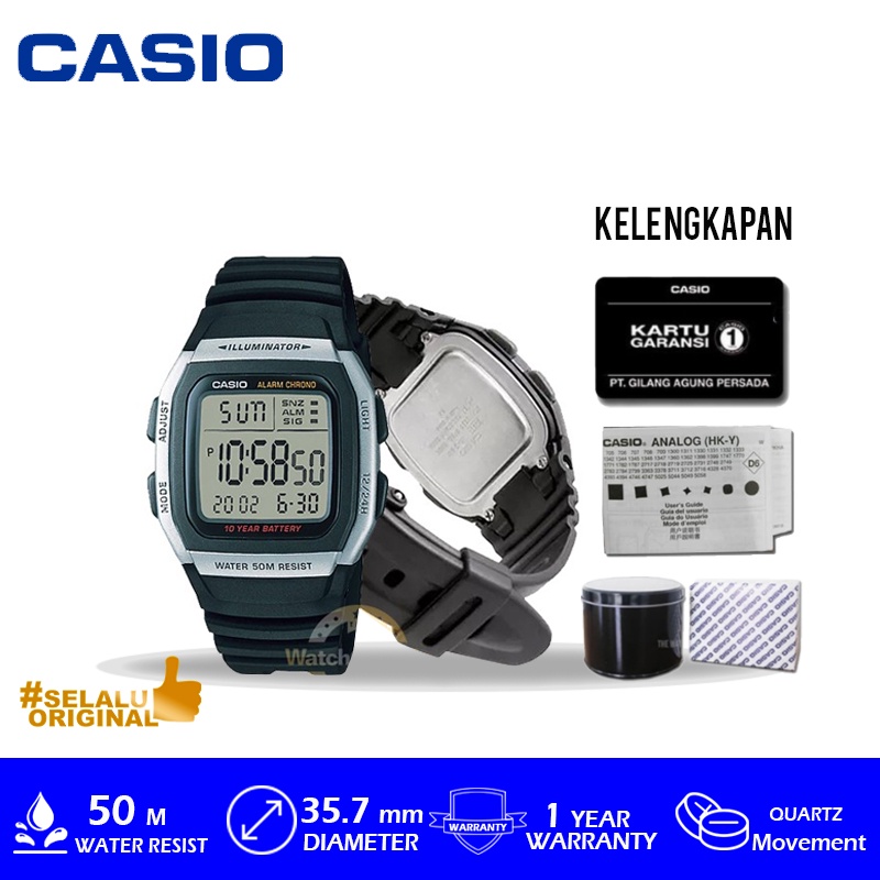 CASIO GENERAL W-96H-1AVDF with BOX Kaleng Bergaransi Resmi