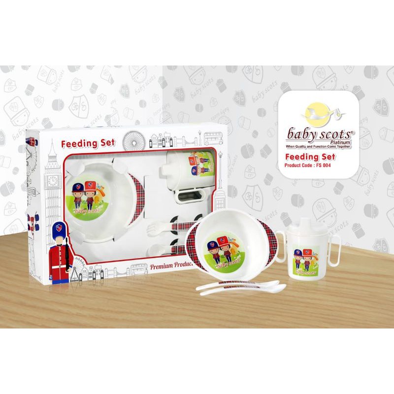 Baby scots feeding set tempat makan set packing dobel dos