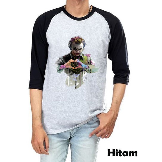 Kaos Raglan Abu Muda M61 Gambar Joker Lengan 3/4