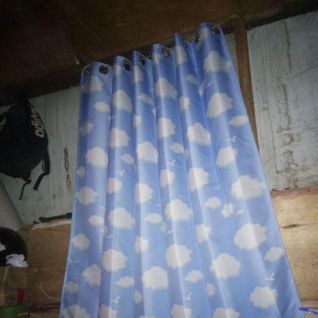 Gorden Blackout Blazer Awan Biru Ukuran 100×200 Pintu Jendela Smokring Silper