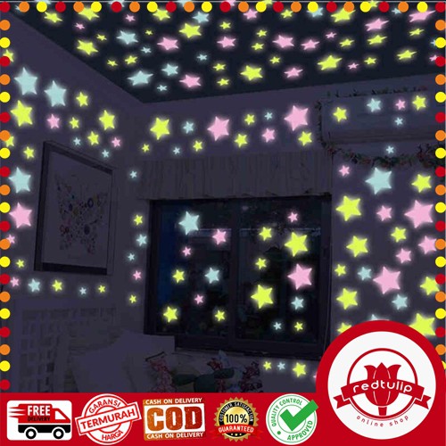 Stiker Bintang Glow In The Dark Starwall Sticker (Set Isi 100pcs)