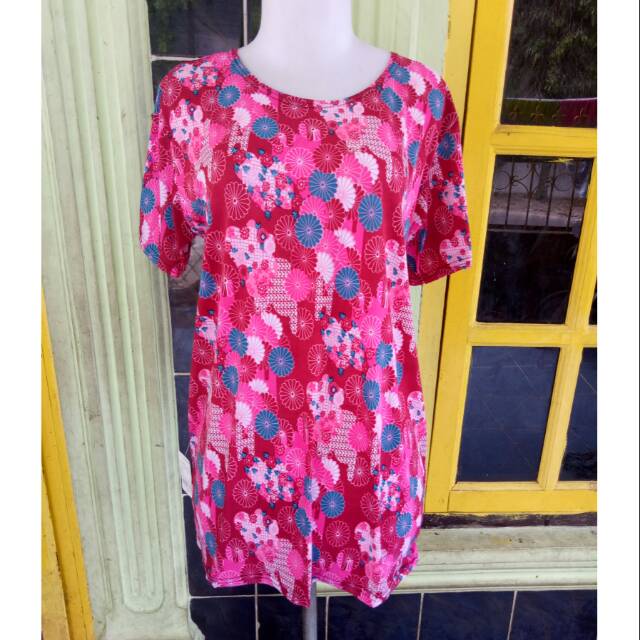 KAOS JERSEY JUMBO MOTIF BUNGA, KAOS HARIAN JUMBO,  KAOS HARIAN BIG SIZE