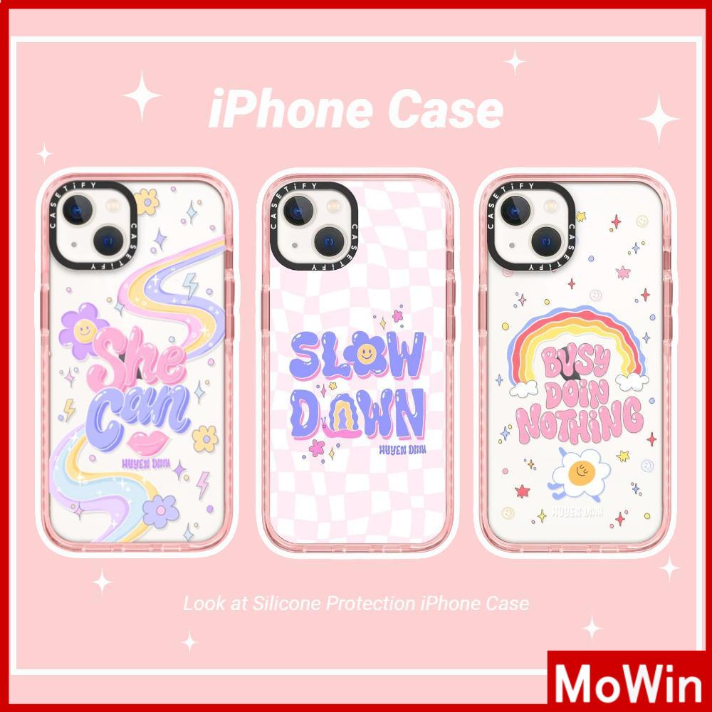 Soft Case Silikon Transparan Tebal Shockproof Motif Bunga Pelangi Untuk iPhone 13 Pro Max 12 Pro Max 11 7