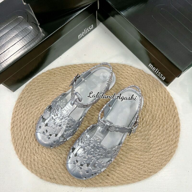 Sepatu  Melissa Possession Lace + Viktor And Rolf Ad Silver/ Sepatu melissa/Sepatu jelly wanita