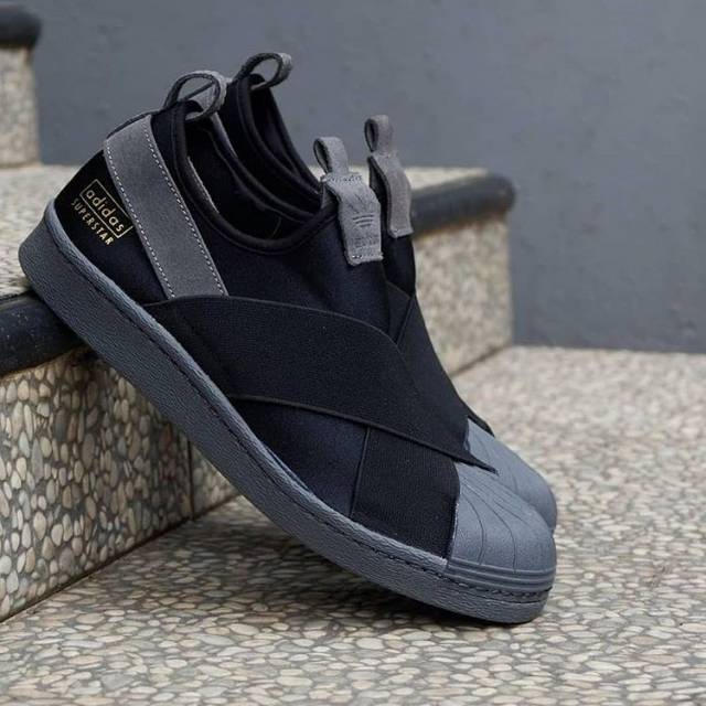 ADIDAS SUPERSTAR SLIP ON BLACK GREY