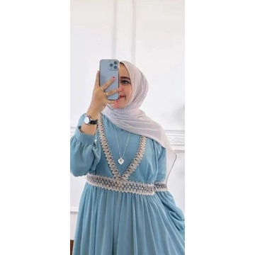 Qaisha Dress Gamis Muslim Ceruty dress premium Ceruty renda import busana muslim wanita terbaru