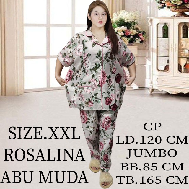 ISANNY PIYAMA SET SIZE XXL BUNGA ROS/BUNGA ROSALINA/READY