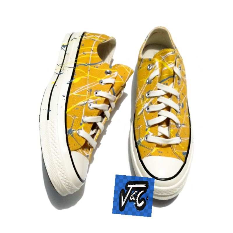 Sepatu Converse Chuck 70 70s Archive Print Paint Splatter Ox Sunflower Gold