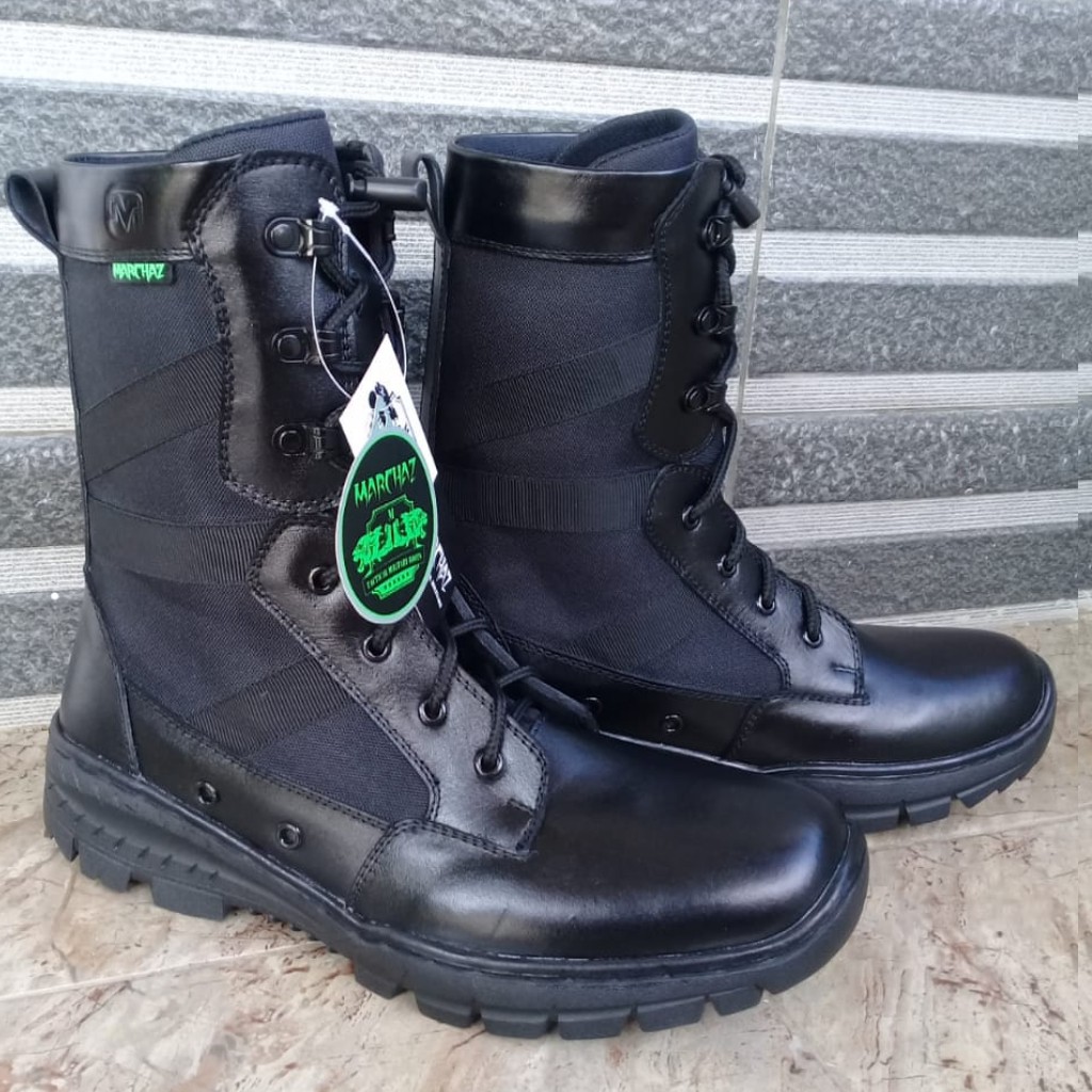 Sepatu PDL Ninja Kulit Asli Merk MARCHAZ Sepatu PDL Tni Polri Security Satpam Sepatu Boots Pria