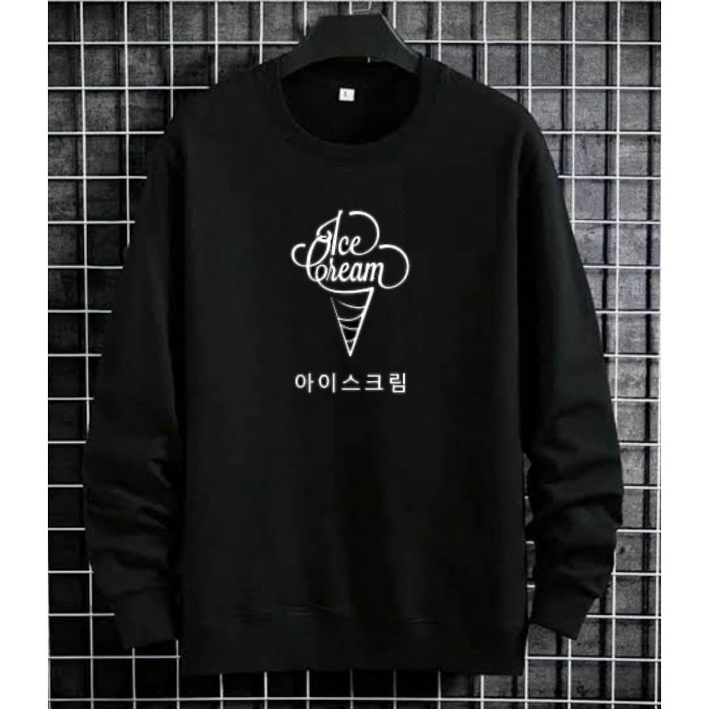 Crewneck Black Motif Simpel Pria dan Wanita Premium Quality