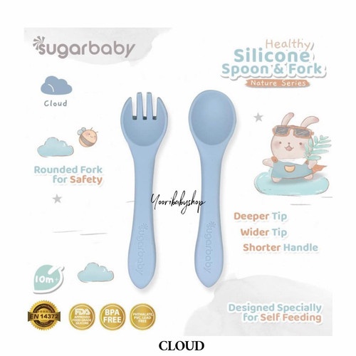 SUGAR BABY HEALTHY SILICONE SPOON &amp; FORK