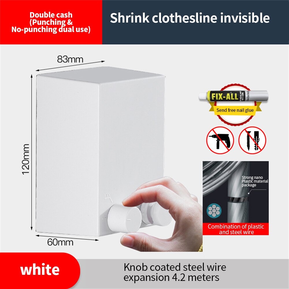 Triple W Jemuran Baju 4.2 Meter Gantungan Baju Baja Japanese Retractable Clothesline Portable Outdoor Indoor Premium