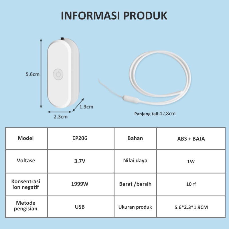 Weyon Sakura air purifier necklace Ion negatif USB pembersih udara kalung portabel pembersih udara 1W