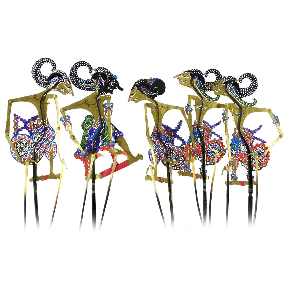 Souvenir Wayang Kulit Mini Caperan Super 20 Cm - Pendawa Lima - Yudistira Bima Arjuna Nakula Sadewa