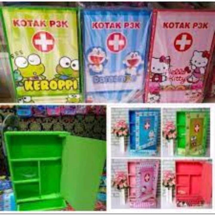 (RS)KOTAK OBAT P3K KARAKTER DORAEMON KEROPPI HELLO KITTY PPPK