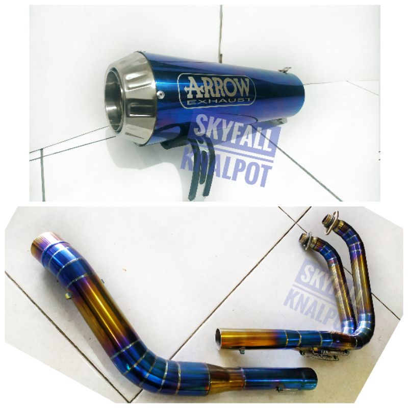 Knalpot ARROW PRO RACE PIPA BIRU FULL STAINLEES CBR 250RR NINJA 250 R 25 MT25 ER6