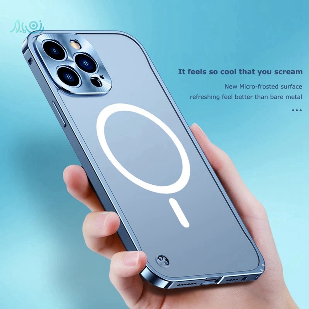 Casing iPhone 11 Pro max 13 Mini Magnetik Bahan Logam Aluminum Matte Transparan