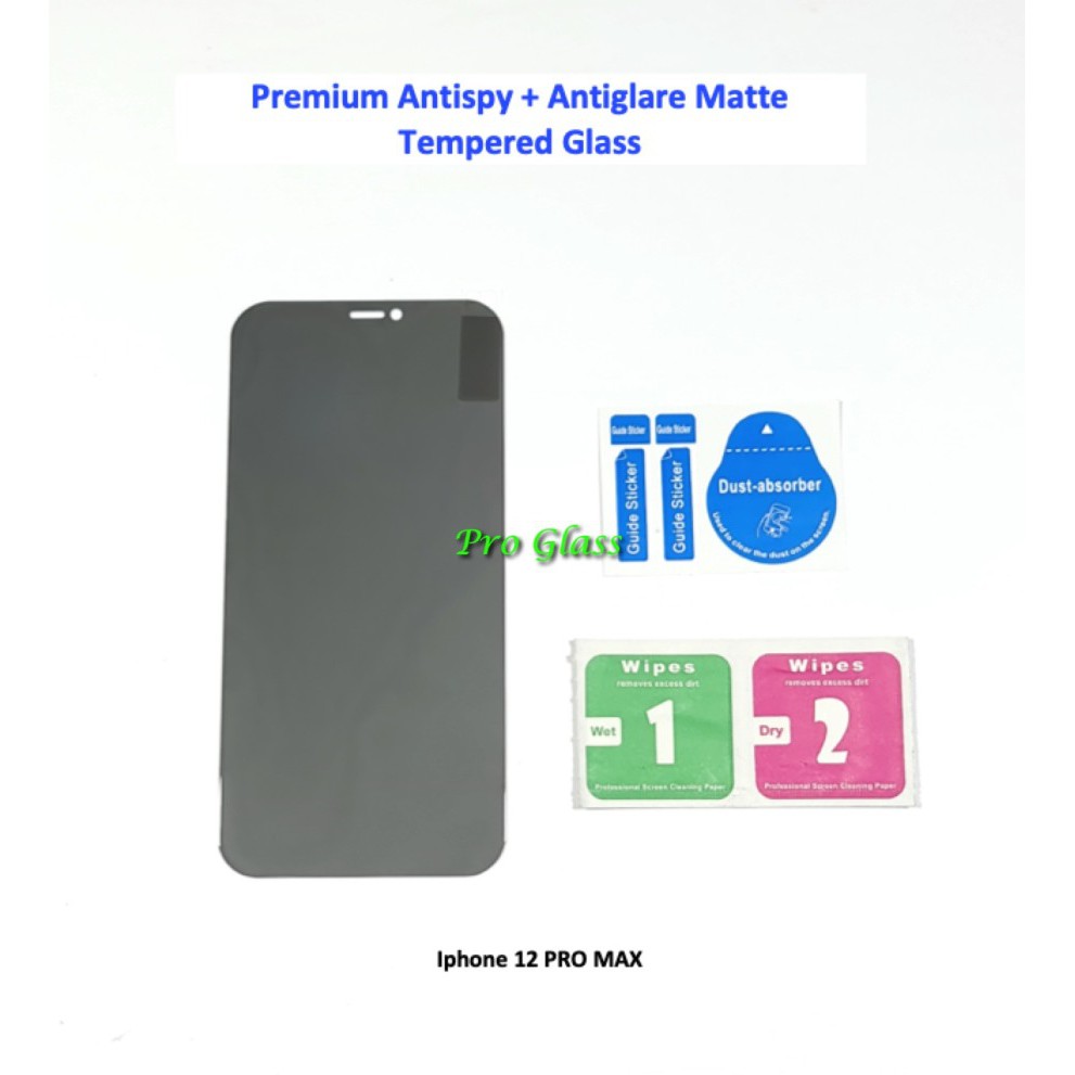 AGSP Iphone 12 / 12 MINI / 12 PRO / 12 PRO MAX Privacy MATTE AntiSpy - Anti Glare Tempered Glass