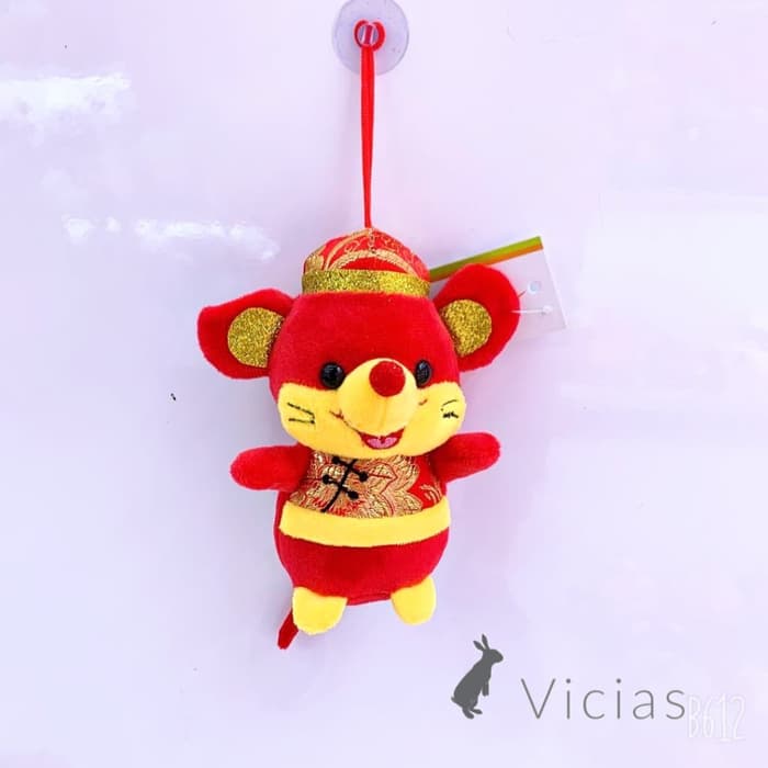 GK007 - Gantungan Boneka Tikus Berdiri KUMIS Dekorasi Imlek - 12cm