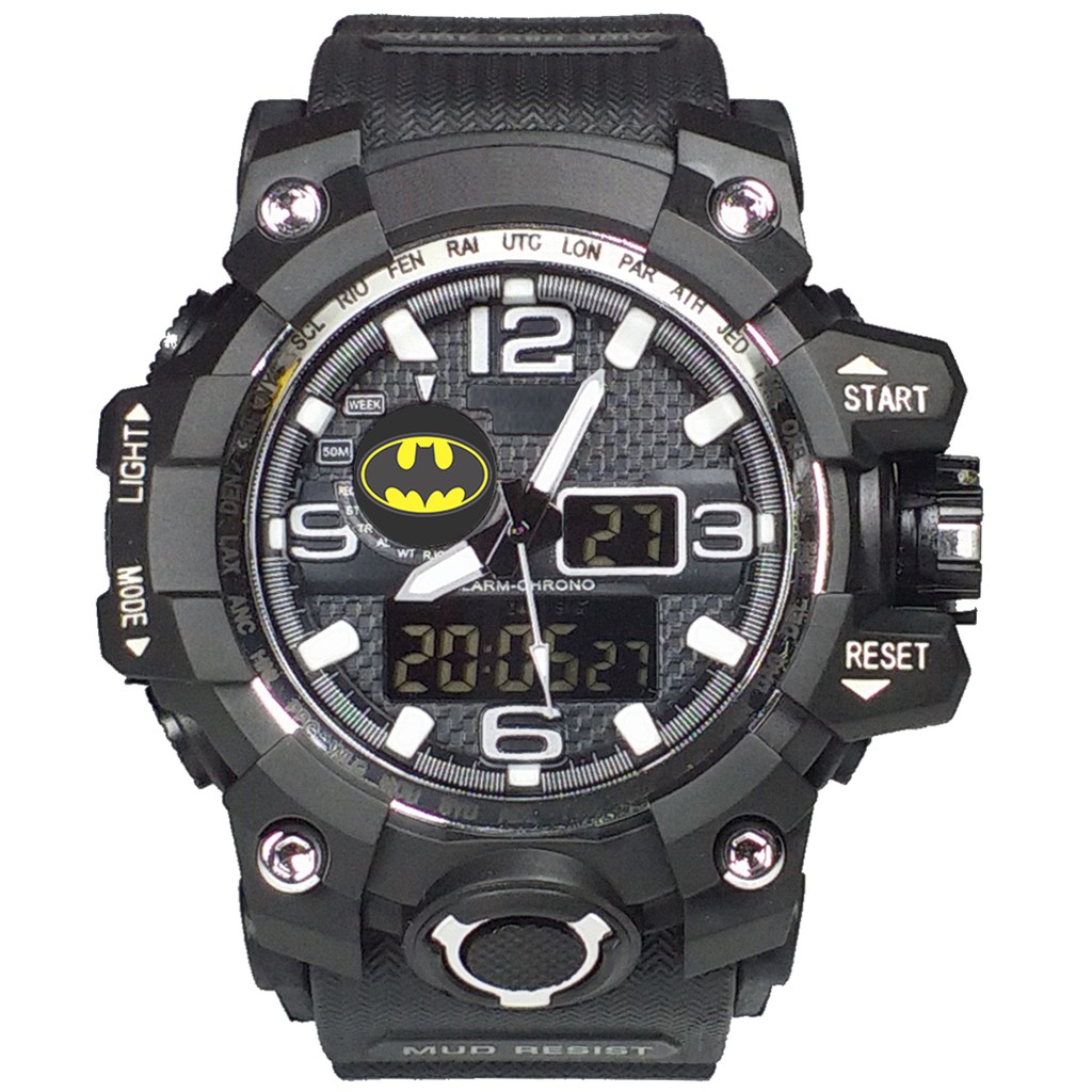 (Istimewa Bossque) Jam BATMAN Double Time List Putih (Exclusive)