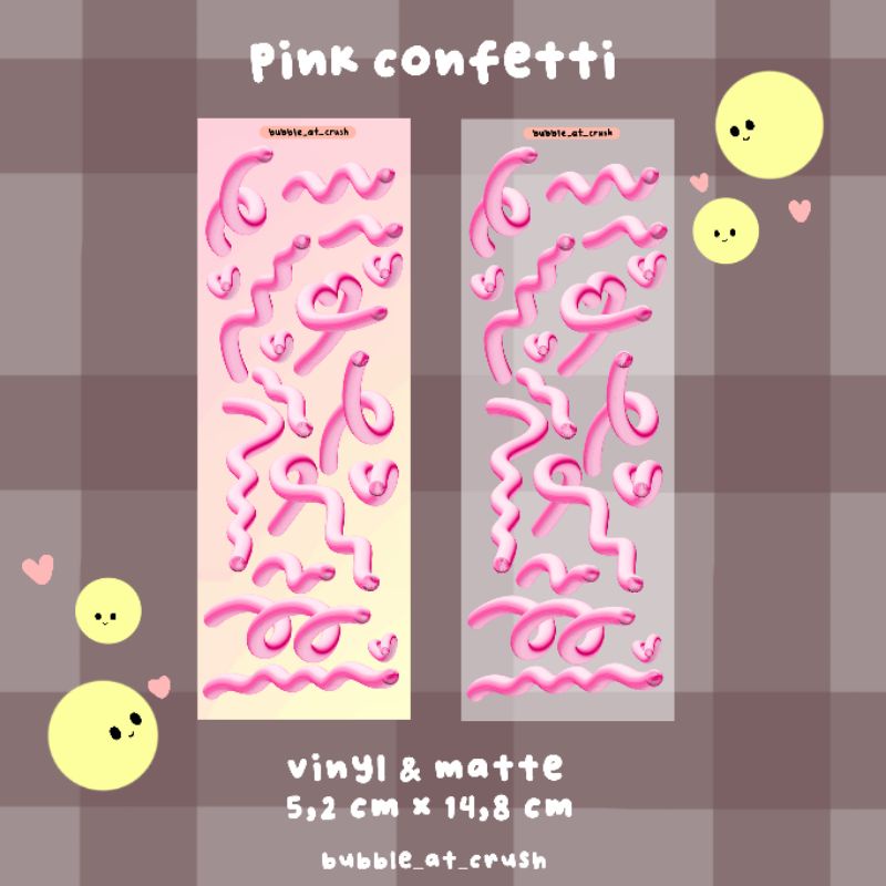 

(bubble_at_crush) pink confetti stickers sheet kiss cut