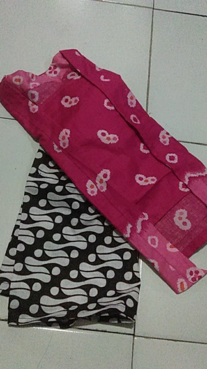 Setelan Batik Jumputan Anak Bahan Katun Model Kutubaru Cbum Pink