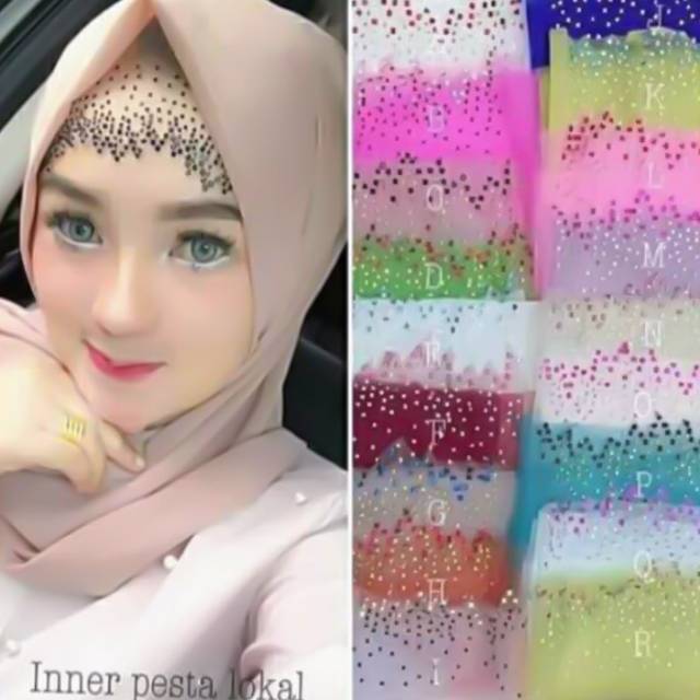 Inner Pesta Tile Inner Glitter Diamond Daleman Kerudung Ciput Bling Bling
