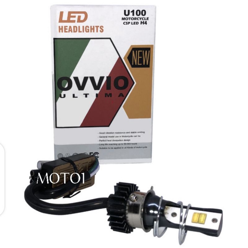 LAMPU LED UTAMA MOTOR VIXION/CB 150/SCOOPY FI/OVVIO H4 -AC DC PNP 12VOLT DUAL LED CSP PUTIH KUNING