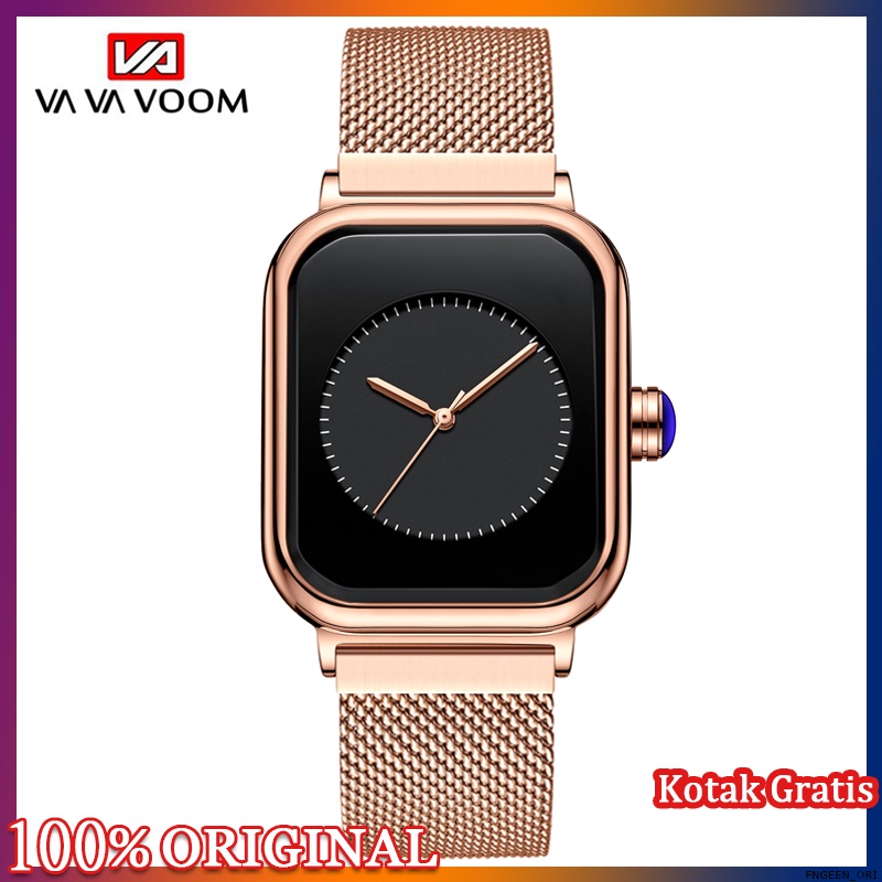 VAVA VOOM Jam Tangan Wanita Mode Bisnis Display Kuarsa Jam Wanita Tali Jala Tahan Air Jam Tangan Cew
