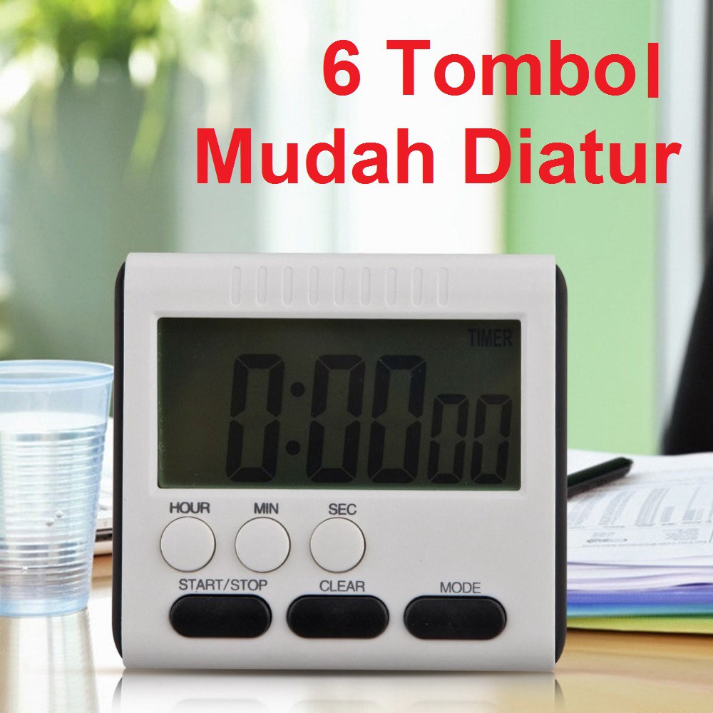 Timer Masak Dapur Digital LCD Kitchen Timer Alarm Cooking Kopi Kue Roti Elektrik Seduh Belajar Jam