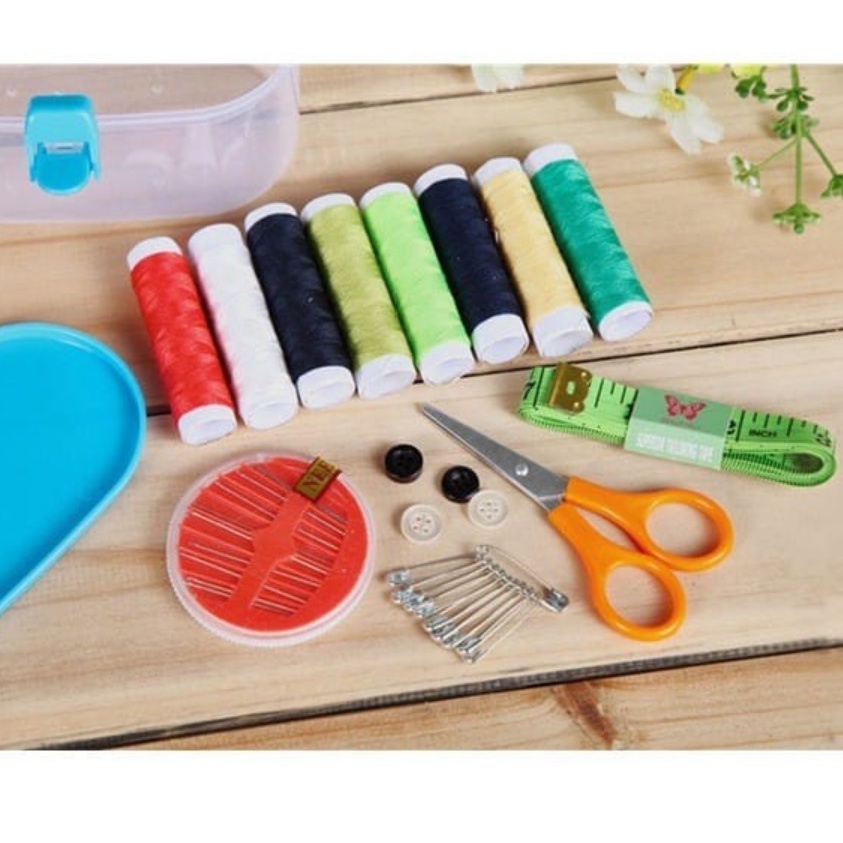 BAJ Sewing Set Kit Peralatan Jahit Kotak Box Alat Menjahit Benang Jarum Peniti Meteran Gunting Baju Kain - SS169