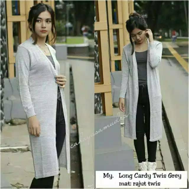 GS010 Kardigan long twist rajut wanita