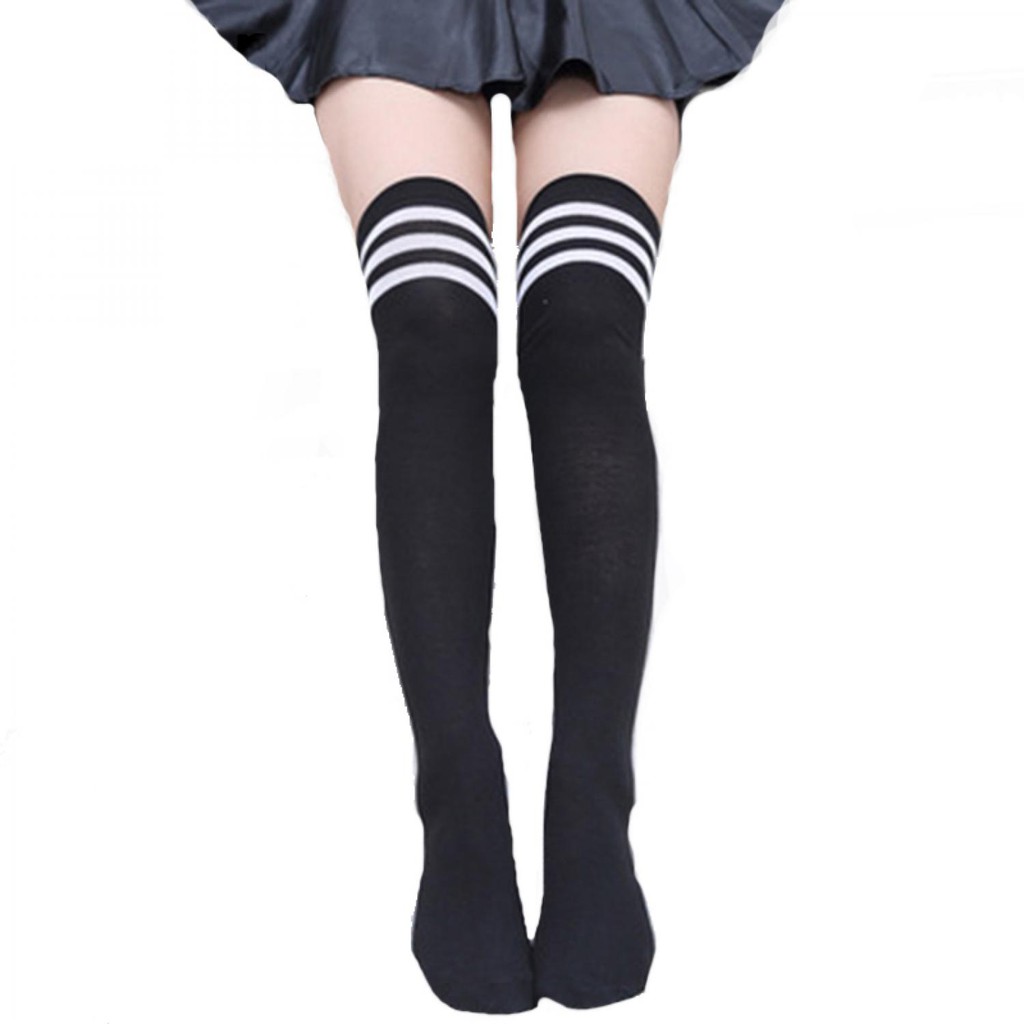Kaos Kaki Panjang Gaya Korea Jepang Cosplay Overknee Socks Kaos Kaki Panjang Sepaha Over Knee Model Stocking Bahan Katun yang Lembut-6