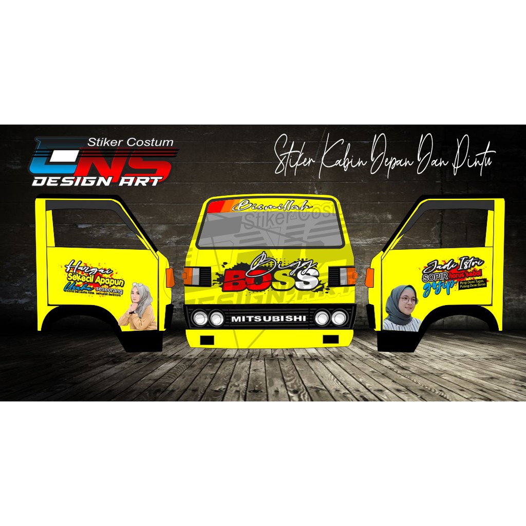 STIKER DECAL VARIASI TRUK TEPAK UMPLUNG UNTUK KABIN DEPAN PINTU KANAN KIRI DAN KACA DEPAN KEREN MURA