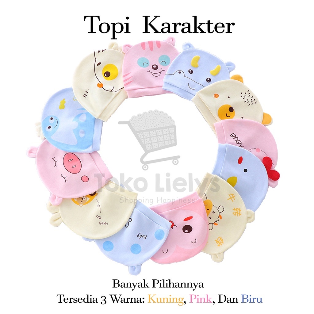 BEBELLE TOPI BAYI LUCU TOPI BAYI TOPI TELINGA TOPI BAYI BERGAMBAR NEWBORN BABY HAT