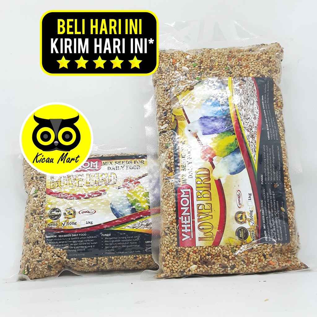 PAKAN MAKANAN HARIAN BURUNG LOVEBIRD BIJI MILET VHENOM MIX SEEDS DAILY FOOD UNIQUE 500 GRAM VHEMLB50