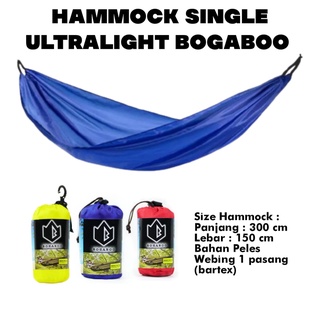 Hammock Single  BOGABOO Ultralight Size 300x150 cm Full Bartex - Ayunan Gantung Dewasa Besar COD - Hamock