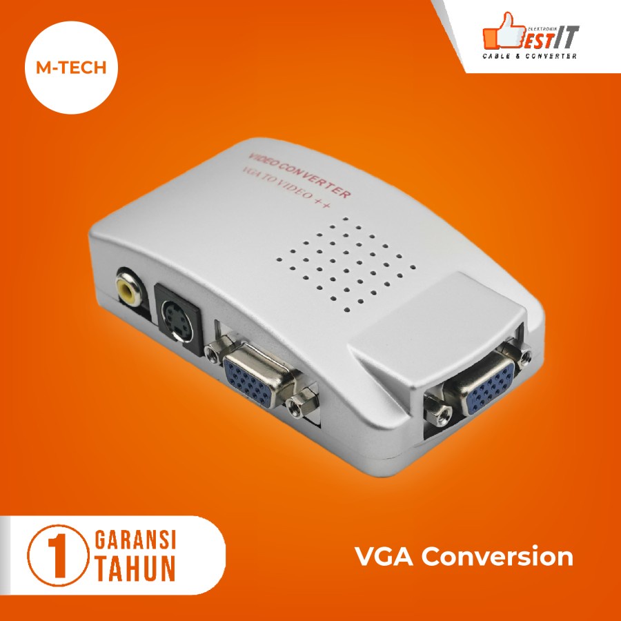 VGA to RCA + S-Video Converter Box - PC LAPTOP VGA TO TV AV RCA S-VIDEO CONVERTER