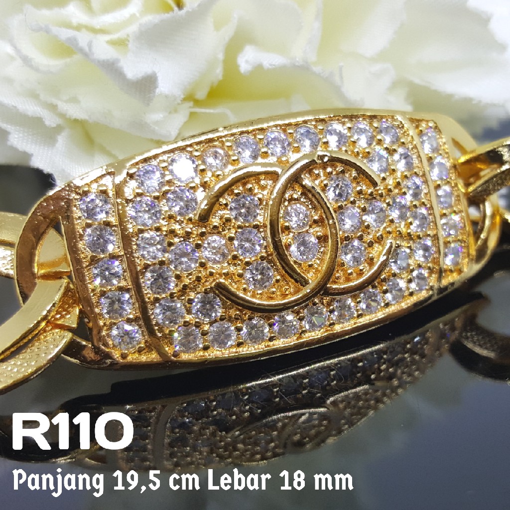 R110 Gelang Chanel Zirconia Lapis Emas Perhiasan Xuping
