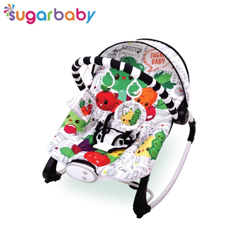 SUGAR BABY Premium Rocker 10 in 1 - SUGAR BABY Bouncer bayi-White Vegie