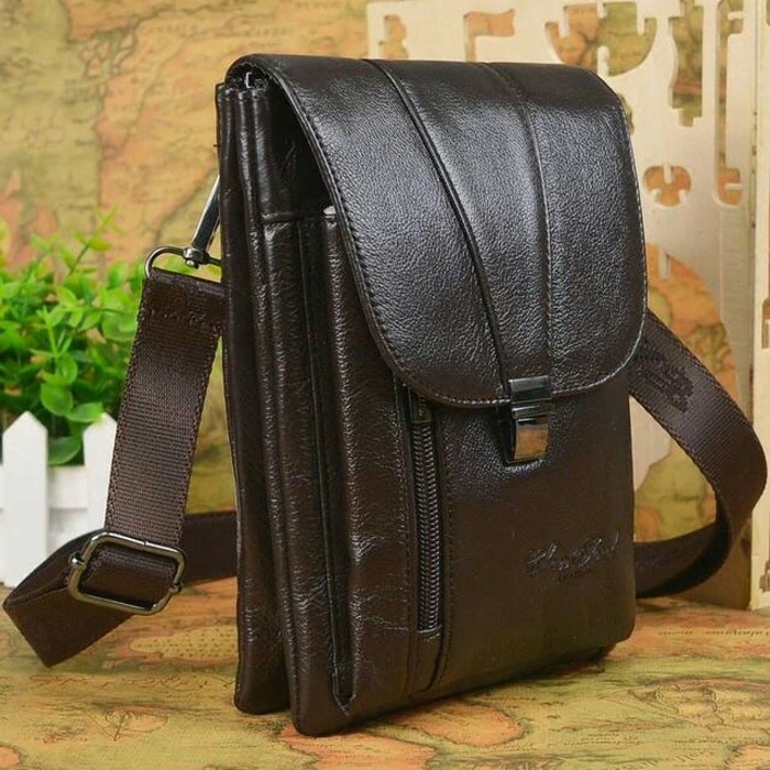 tas selempang bahu kulit asli pria cheer soul 2261 tas hp pinggang pria
