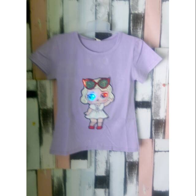 Baju kaos menyala led lol anak umur 1-5 tahun import cina