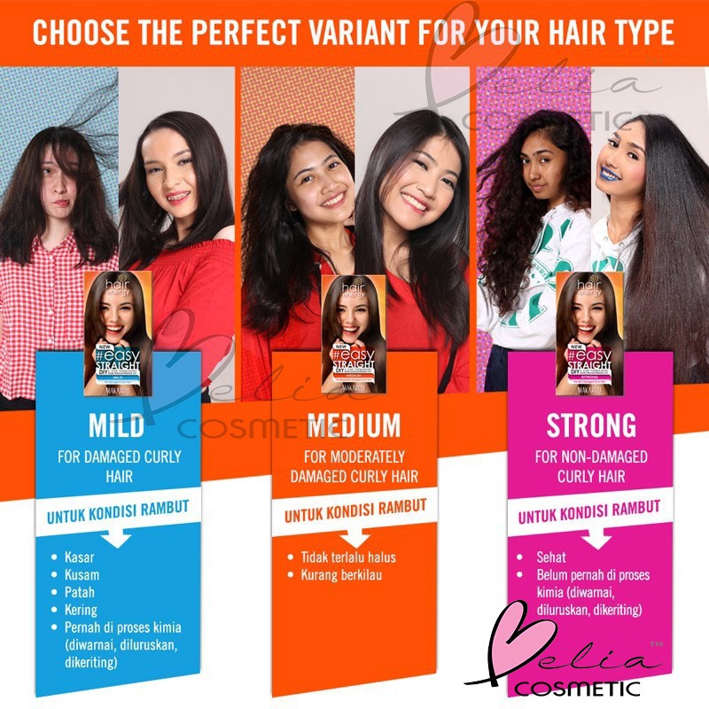 ❤ BELIA ❤ MAKARIZO Easy Straight DIY Kit | Pelurus Rambut EasyStraight | Mild Medium Strong 80 120