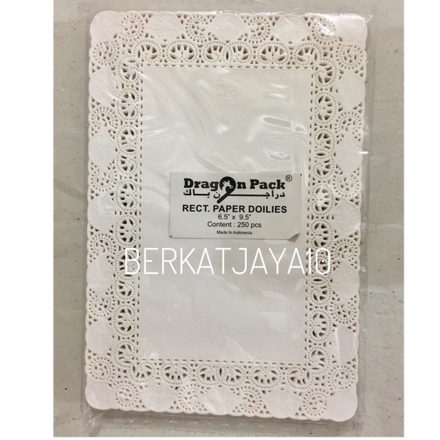 Paper Doilies Rectangular 6.5&quot;x9.5&quot; PUTIH (Isi 10 Pcs) Doyleys Alas Renda Persegi Panjang 16.5x24 cm