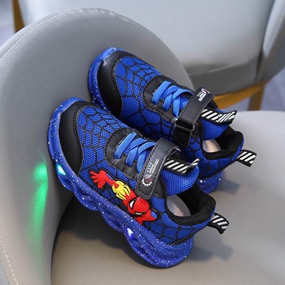 Spider5 With Led Sepatu Anak Import Size 21-35 Usia 1-8 Tahun