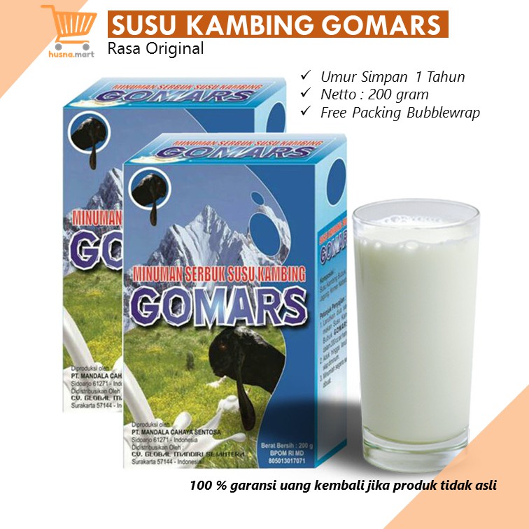 Susu Kambing Etawa Bubuk GOMARS Rasa Original - Coklat - Stroberi - Kemasan Kotak isi 200 Gram