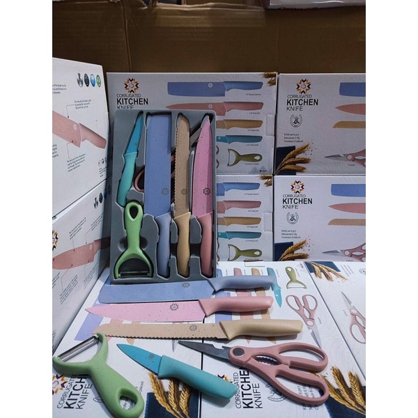 

pisau set kitchen khinfe warna warni