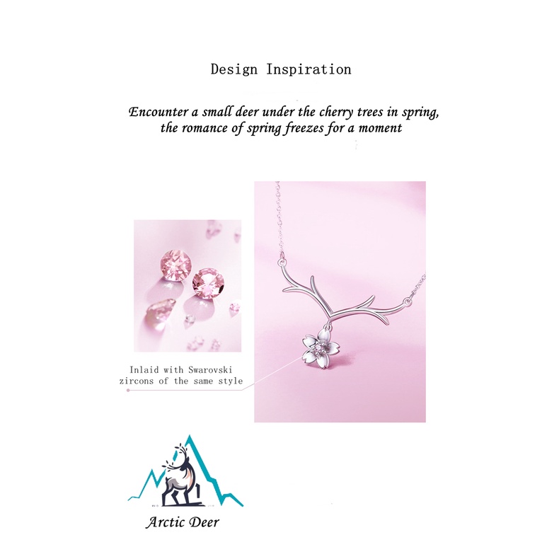 Sakura Deer-kalung fashion Original Arctic Deer Klavikula liontin bunga temperamen sederhana kalung