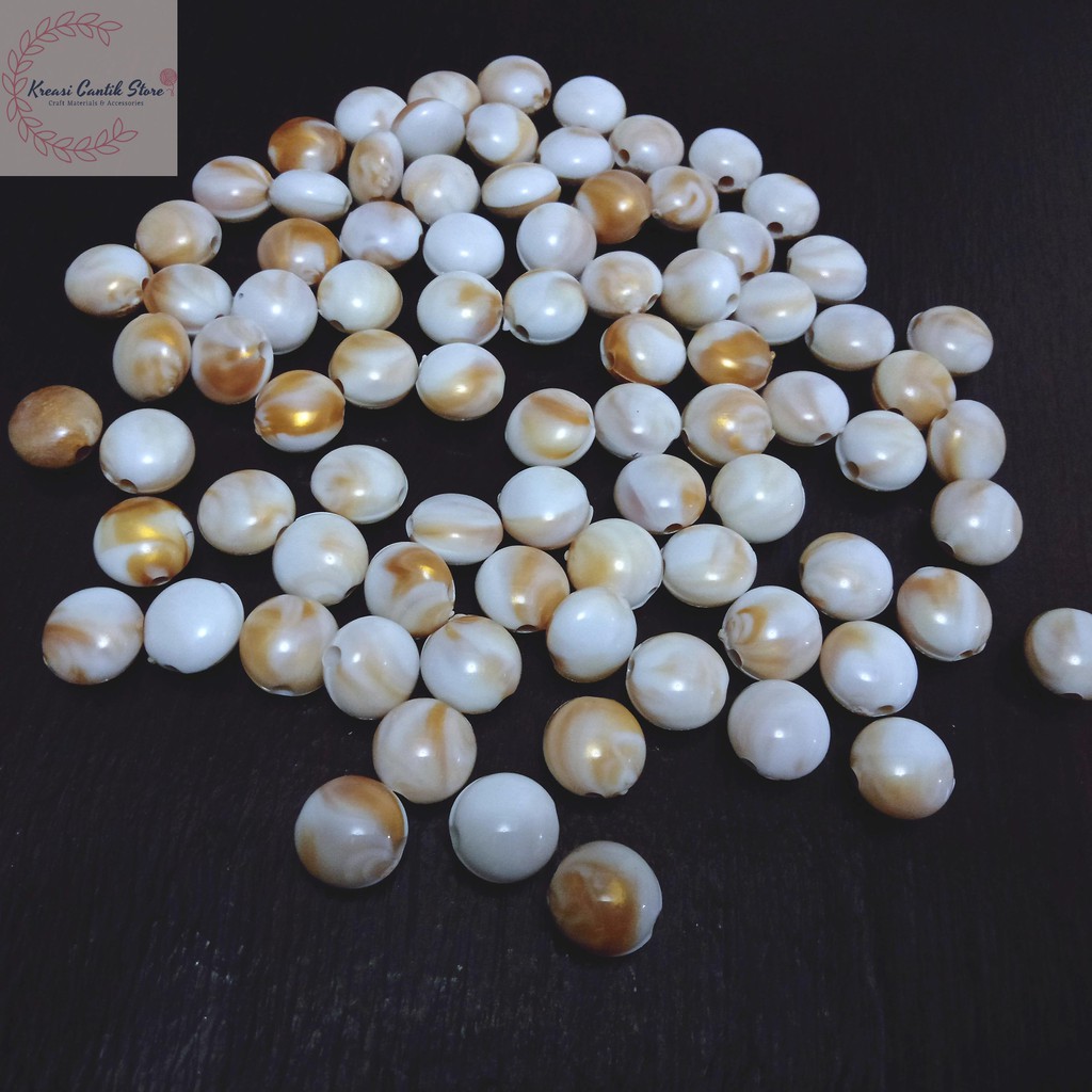 Manik-Manik / Manik Bulat Pipih / Manik Motif Gold / DIY
