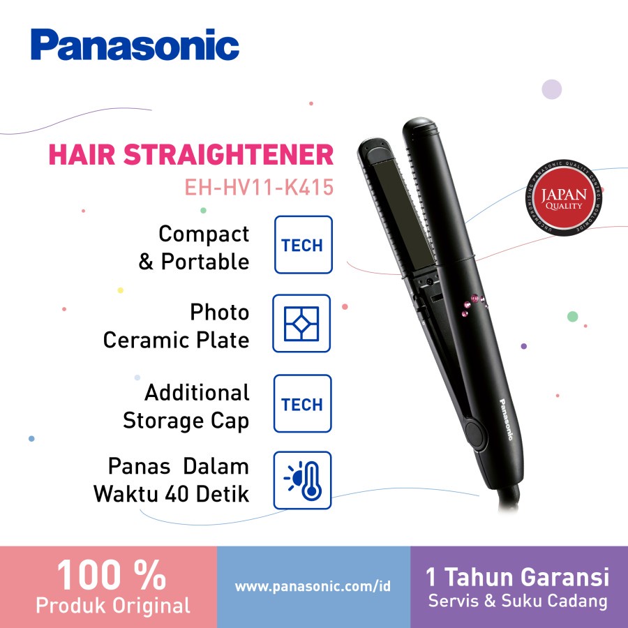 PANASONIC Catokan Rambut Keratin Coconut Oil Straightener EH-HV11 HV11